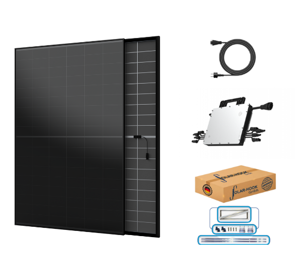 Balkonkraftwerk Komplettset mit Aufständerung Flachdach Ost/West
