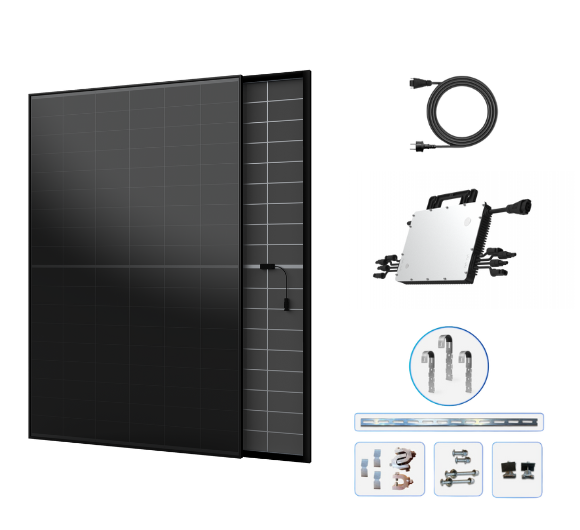 Balkonkraftwerk Komplettset mit Balkonhalterung (runde Stäbe)