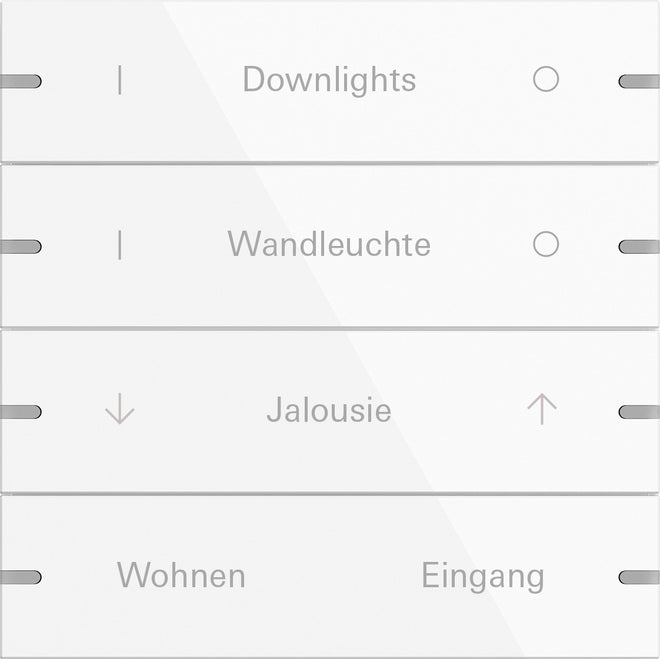 Gira KNX Tastsensor 4 Komfort weiß 4fach inkl. Wippenset mit Beschriftung
