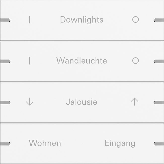Gira KNX Tastsensor 4 Komfort weiß 4fach inkl. Wippenset mit Beschriftung