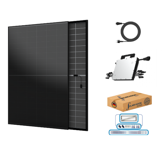 Balkonkraftwerk Komplettset mit Aufständerung Flachdach Ost/West
